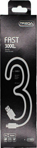 Treqa Regular USB 2.0 to micro USB Cable Λευκό 3m (CA-8081)