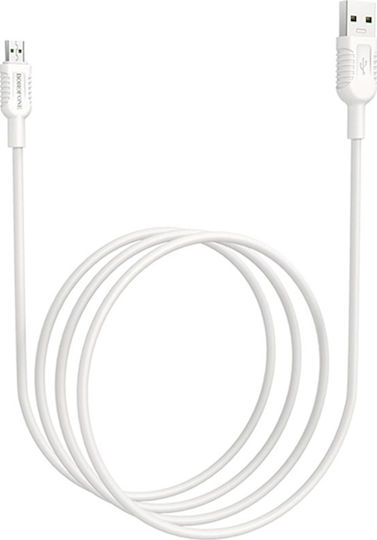 Borofone BX33 Billow Regular USB 2.0 to micro USB Cable Λευκό 1.2m