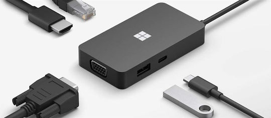 Microsoft Travel Hub USB-C Docking Station με HDMI PD Ethernet Μαύρο