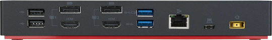 Lenovo ThinkPad Hybrid USB-A / USB-C Docking Station with HDMI/DisplayPort 4K PD Ethernet and Support for 2 Monitors Black