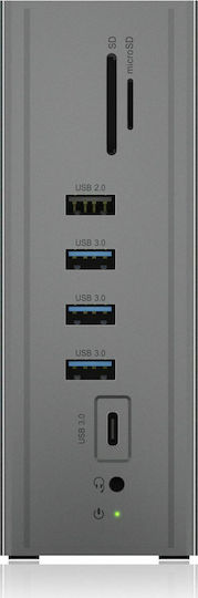 Icy Box USB-C Docking Station με HDMI 4K PD Ethernet και σύνδεση 3 Οθονών Γκρι (IB-DK2262AC)