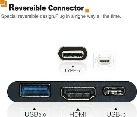 Cabletime USB-C Docking Station mit HDMI 4K PD Silber (CT-C160-PU31-CMHD31-S0.15)
