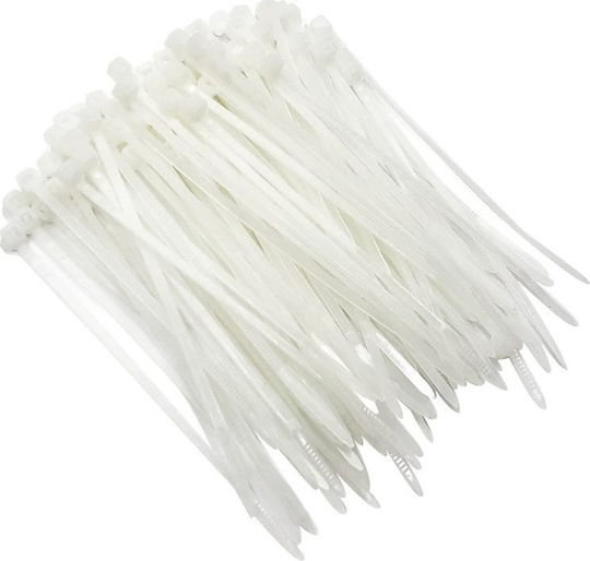 Benman Δεματικά Καλωδίων Πλαστικά 300mmx4.8mm σε Λευκό χρώμα (100τμχ) (70774)
