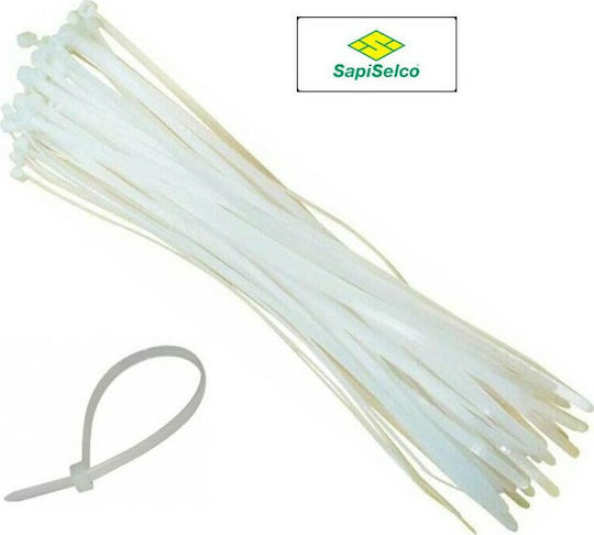 Sapiselco Cable Ties Plastic 280mmx4.5mm in White Colour 100pcs SEL.2.425