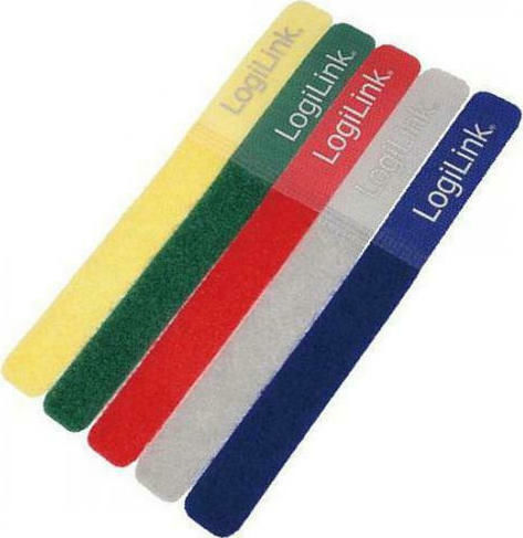 LogiLink Pack of 5pcs Multicolour Velcro Cable Ties 180x20mm KAB0008