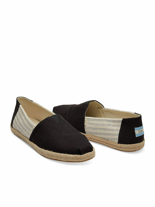 League Stripes Fabric Men's Espadrilles Black Ivy