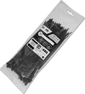 Com Pack of 100pcs Black Plastic Cable Ties 300x3.6mm