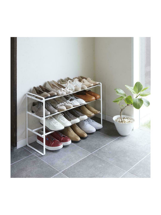 Frame Metallic Shoe Organizer with 3 Shelves Λευκό 70x25x46cm