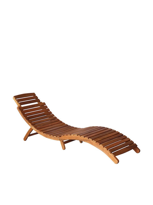 Deckchair Wooden with Cushion Natural with Table 2pcs 184x55x64cm.