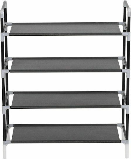 Metall Schuhschrank mit 4 Regalen Schwarz L60xW29xH67cm