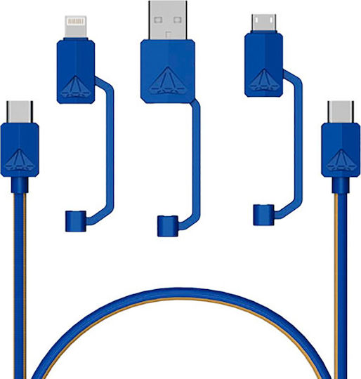 XTAR PDC-3 Плетена USB към Lightning / Type-C / micro USB Кабел 3Спецификация Син 1.2м