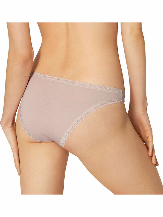 24/7 Weekend H Tanga Βαμβακερά Women's Slip 3Pack with Lace Beige/Puro