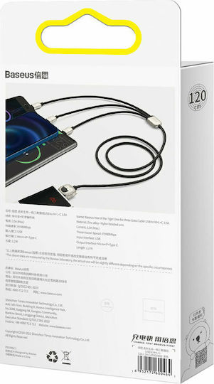 Baseus Tiger Braided USB to Lightning / micro USB / Type-C 1.2m 3.5A Cable (CASX010001)