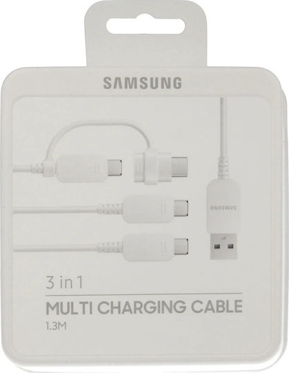 Samsung Редовен USB към Type-C / micro USB Кабел Бял 1.3м (EP-MN930GWEGWW)