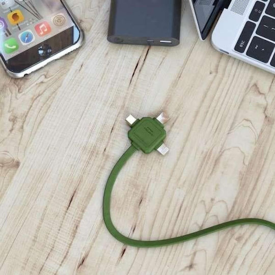 Allocacoc Flat USB to Lightning,Type-C,micro USB Cable Γκρι 1,5m (9003GY/USBC15)