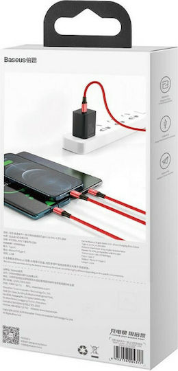 Baseus Rapid Series Braided USB to Lightning / Type-C / micro USB 1.5m 3A Cable Red (CAMLT-SC09)