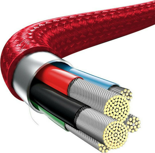 Baseus Rapid Series Braided USB to Lightning / Type-C / micro USB 1.5m 3A Cable Red (CAMLT-SC09)