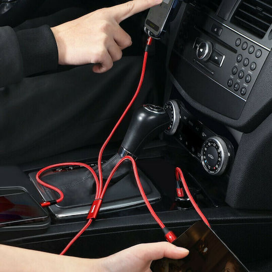 Baseus Rapid Series Braided USB to Lightning / Type-C / micro USB 1.5m 3A Cable Red (CAMLT-SC09)