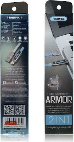Remax Armor RC-067t Flat USB to Lightning / micro USB Cable Μπλε 1m