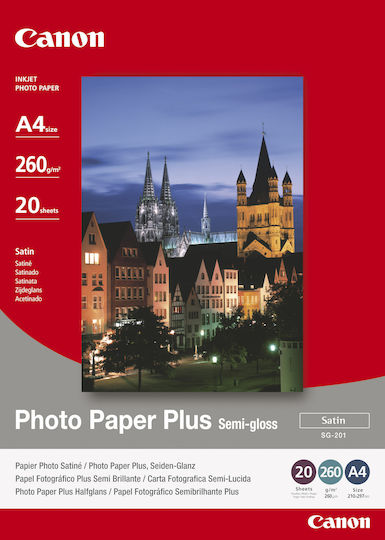 Canon SG-201 Φωτογραφικό Χαρτί Plus A4 (21x30) 260gr/m² για Εκτυπωτές Inkjet 20 Φύλλα