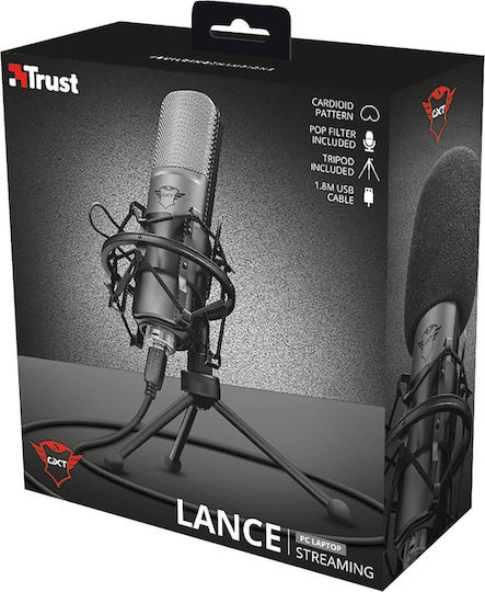 Trust GXT 242 Lance Микрофон USB Настолен за Вокали в Черен Цвят