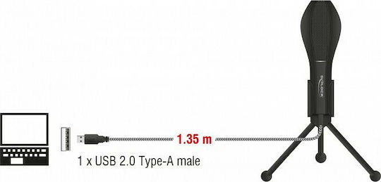 DeLock 65939 Кондензаторен Микрофон USB Настолен за Вокали в Черен Цвят