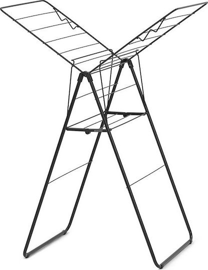 Brabantia Hangon Folding Floor Clothes Drying Rack Metallic Matt Black with Hanging Length 15m