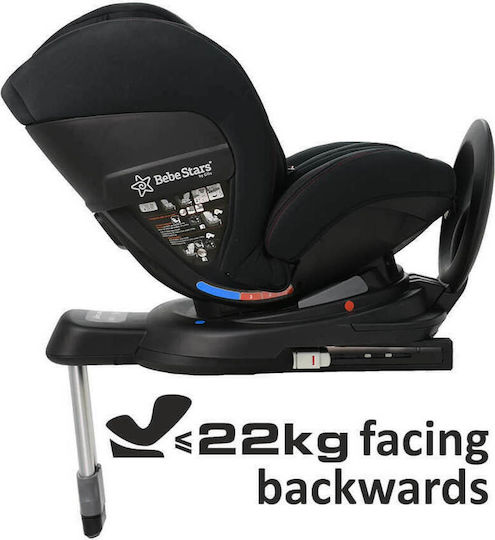 Bebe Stars Megan Детско Столче за Кола i-Размер с Isofix Черно 0-25 кг