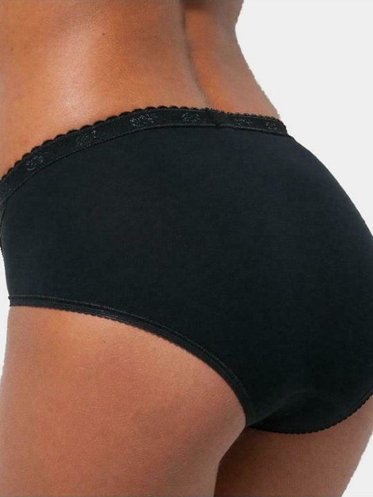 Sloggi Chic Midi High Waist Slip With Black Lace
