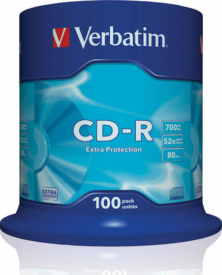 Verbatim Εγγράψιμα CD-R 52x 700MB Cake Box 100τμχ