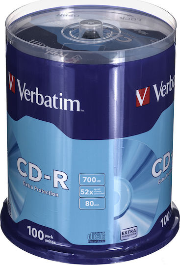 Verbatim Εγγράψιμα CD-R 52x 700MB Cake Box 100τμχ