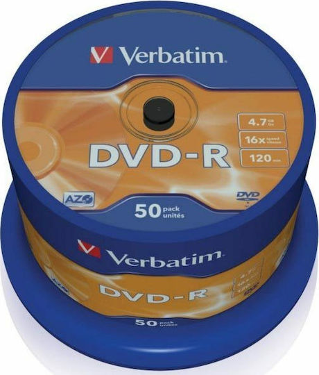 Verbatim Εγγράψιμα DVD-R 16x 4.7GB Cake Box 50τμχ