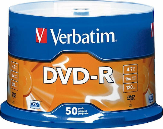 Verbatim Εγγράψιμα DVD-R 16x 4.7GB Cake Box 50τμχ