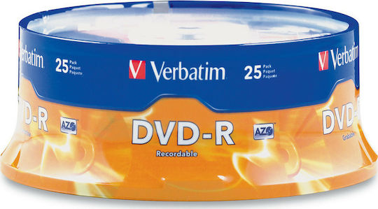 Verbatim Recordable DVD-R 16x 4.7GB Cake Box 25pcs