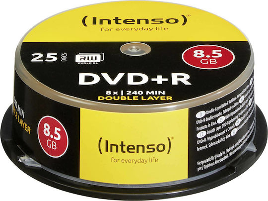 Intenso Recordable DVD+R 8x Dual Layer 8.5GB Cake Box 25pcs