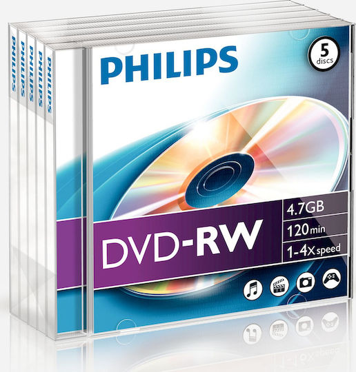 Philips Επανεγγράψιμα DVD-RW 4x 4.7GB 5τμχ