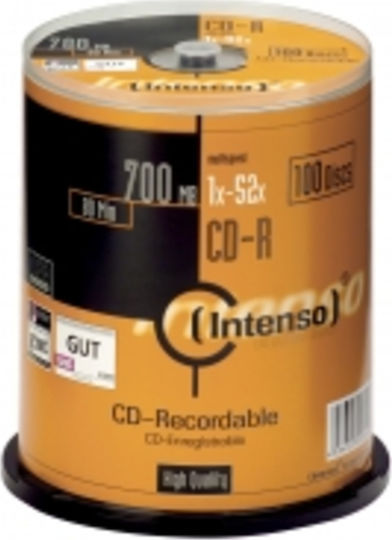 Intenso Εγγράψιμα CD-R 52x 700MB Cake Box 100τμχ