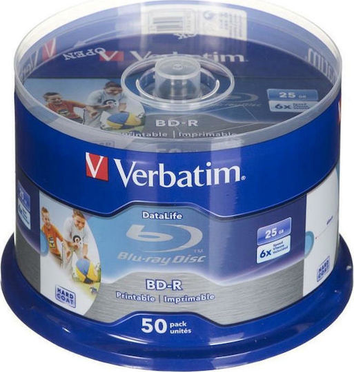 Verbatim Εγγράψιμα BD-R 6x Dual Layer Printable 25GB Cake Box 50τμχ