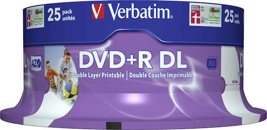 Verbatim Recordable DVD+R 8x Dual Layer 8.5GB Cake Box 25pcs