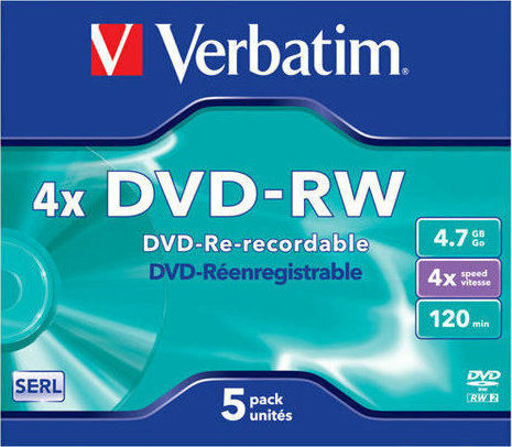 Verbatim Rewritable DVD-RW 4x 4.7GB 5pcs
