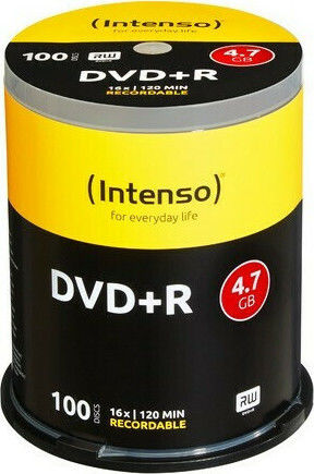 Intenso Εγγράψιμα DVD+R 16x 4.7GB Cake Box 100τμχ