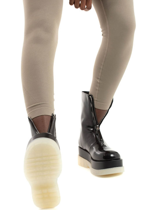 Dozed Pl Leather Women's Ankle Boots Black / White