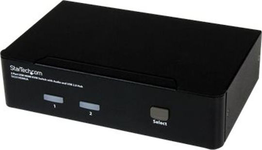 StarTech 2-Port USB HDMI KVM Switch with Audio and USB 2.0 Hub SV231HDMIUA