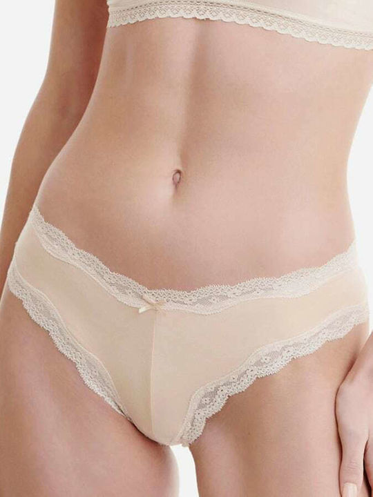 Bamboo Femei Brazilia 2Pack cu Dantelă Bej