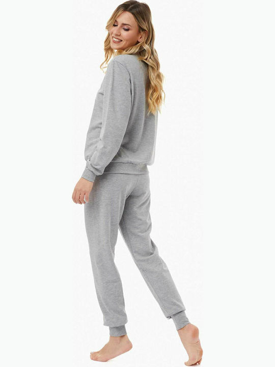 Minerva Winter Women's Pyjama Set Gray Animals