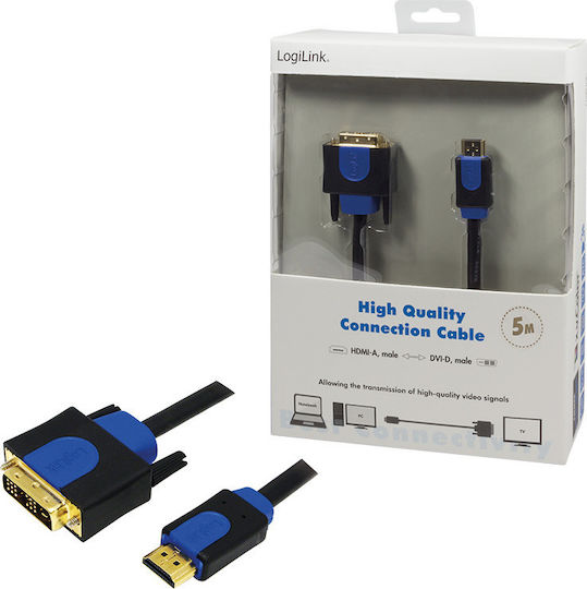 LogiLink Cablu DVI-D - HDMI de sex masculin 5m Negru (CHB3105)