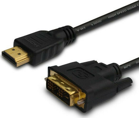 Savio Кабел DVI-D мъжки - HDMI мъжки 1.5м Черен (CL-10)
