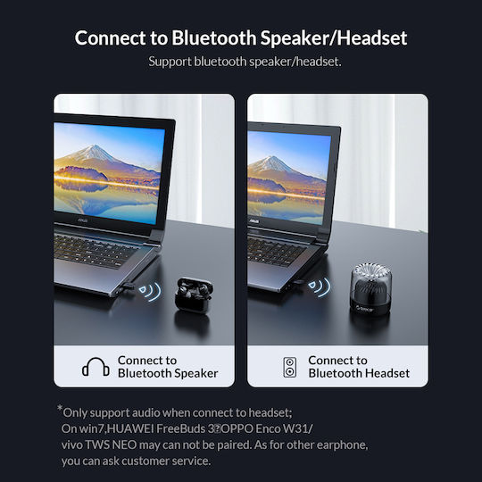Orico BTA-608 USB Bluetooth 5.0 Адаптер с Обхват 20м Черен