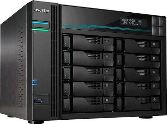 Asustor Lockerstor 10 (AS6510T) NAS Tower με 10 θέσεις για HDD/M.2/SSD και 2 θύρες Ethernet