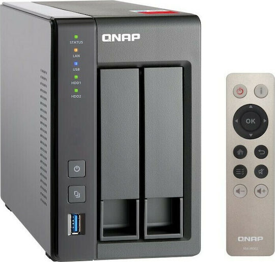 QNap TS-251+-2G NAS Tower με 2 θέσεις για HDD/SSD και 2 θύρες Ethernet